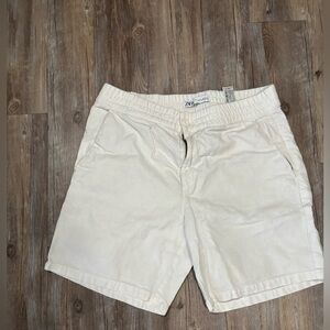 Zara Men Cream Elastic-Waist Casual Shorts Large